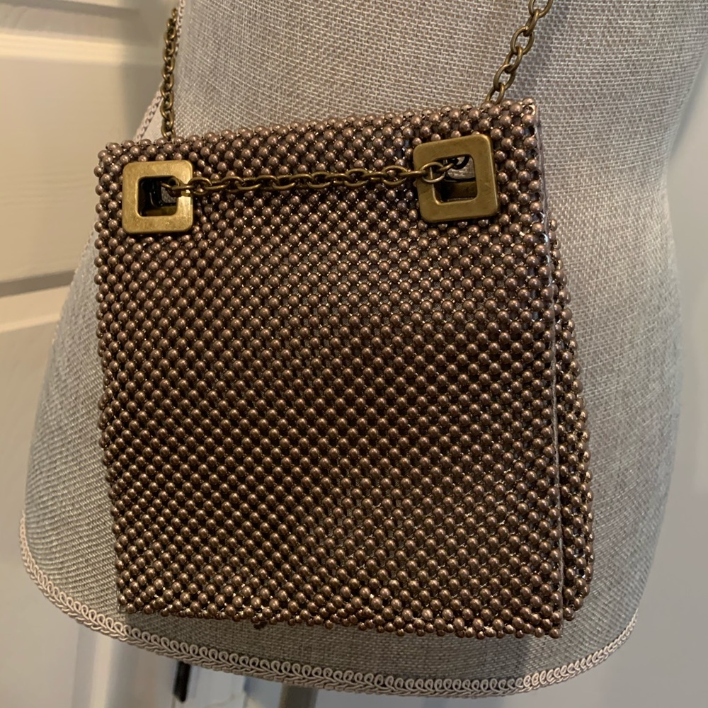 Brushed Gold beaded bag with chain